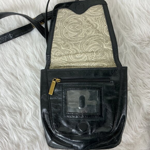 Hobo Black Leather ID Window Minimalist Crossbody Wallet Bag - Picture 5 of 7